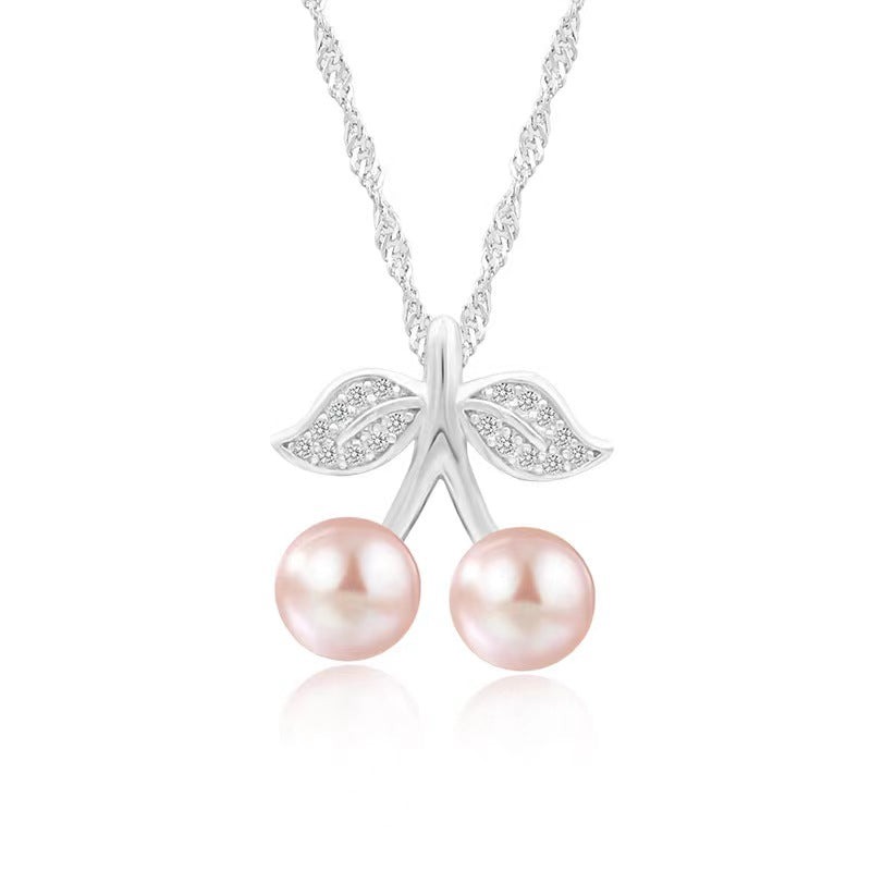 S925 Silver Pearl Cherry Necklace