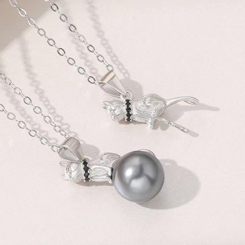 S925 Sterling Silver Necklace, Cat Pendant DIY Accessories