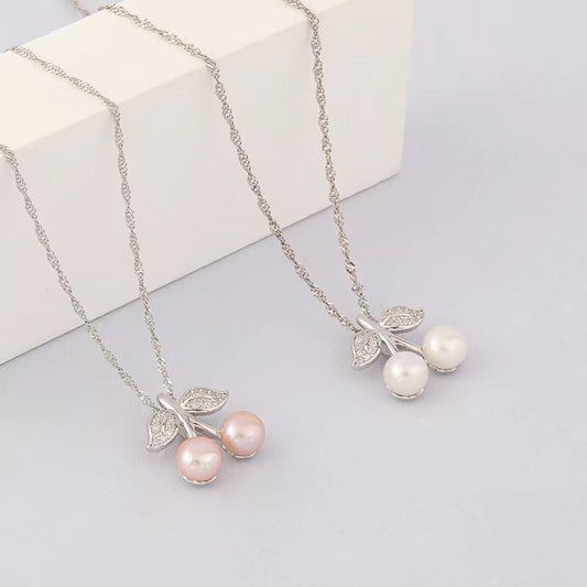 S925 Silver Pearl Cherry Necklace