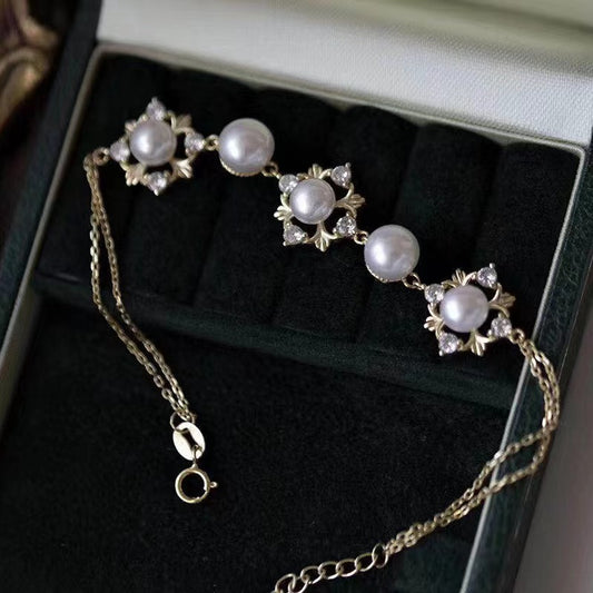 S925 Sterling Silver, Bracelet Pearls Holder [6MM-8MM]