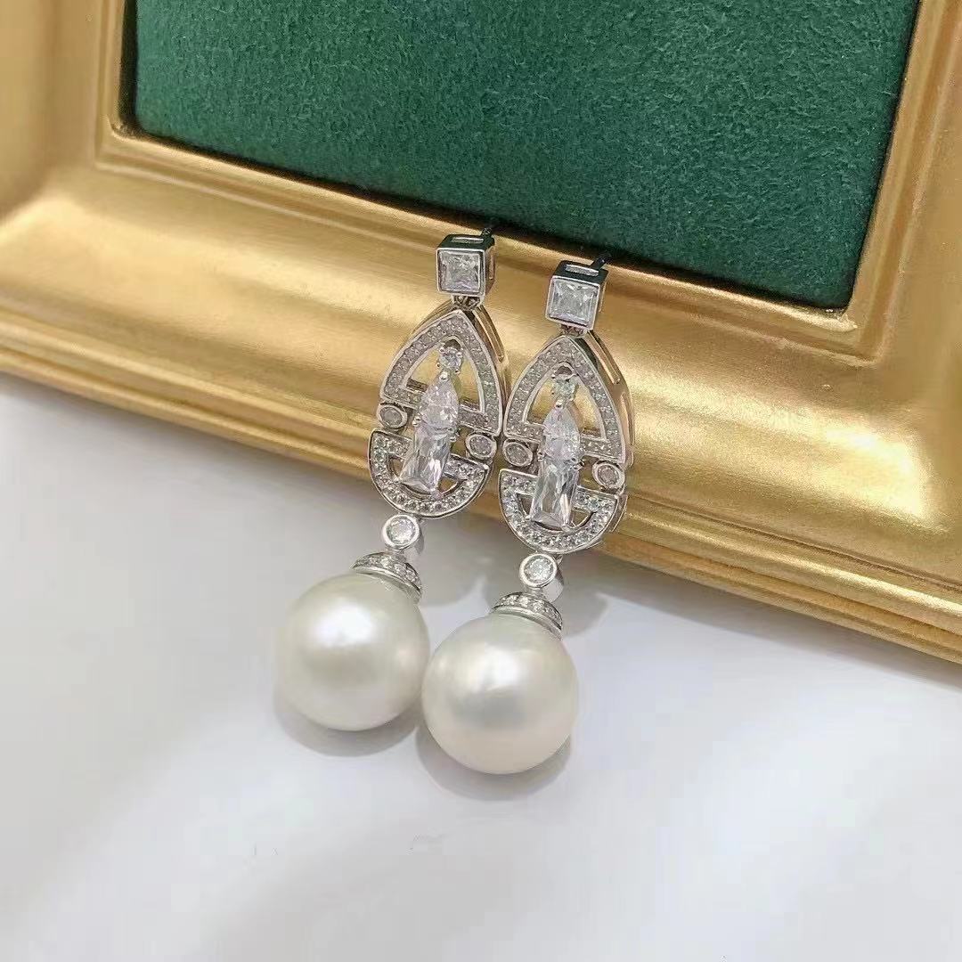 S925 Sterling Silver Earring , Pearl Holder Fashion Modern Style