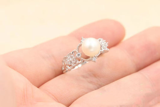 S925 Sterling Silver Ring , Pearl Holder