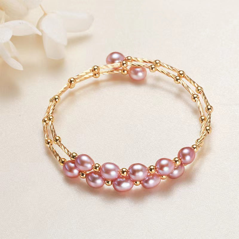 Fresh Water Pearls Bracelet , Purple Pearl Bangle