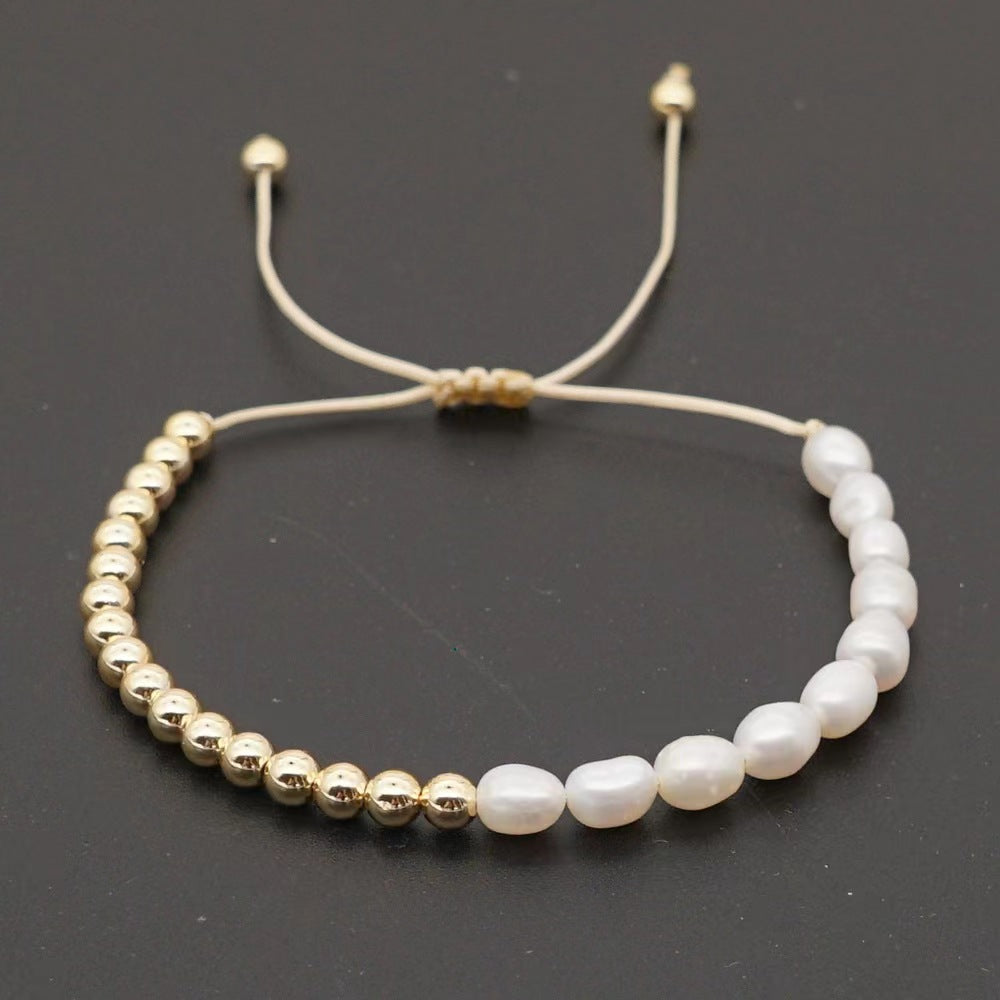 Freshwater Pearl Bracelet Golden Beads Memorial Bracelets