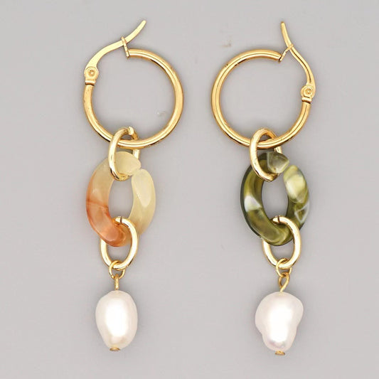 Fresh Water Pearl Large Hoop Earrings