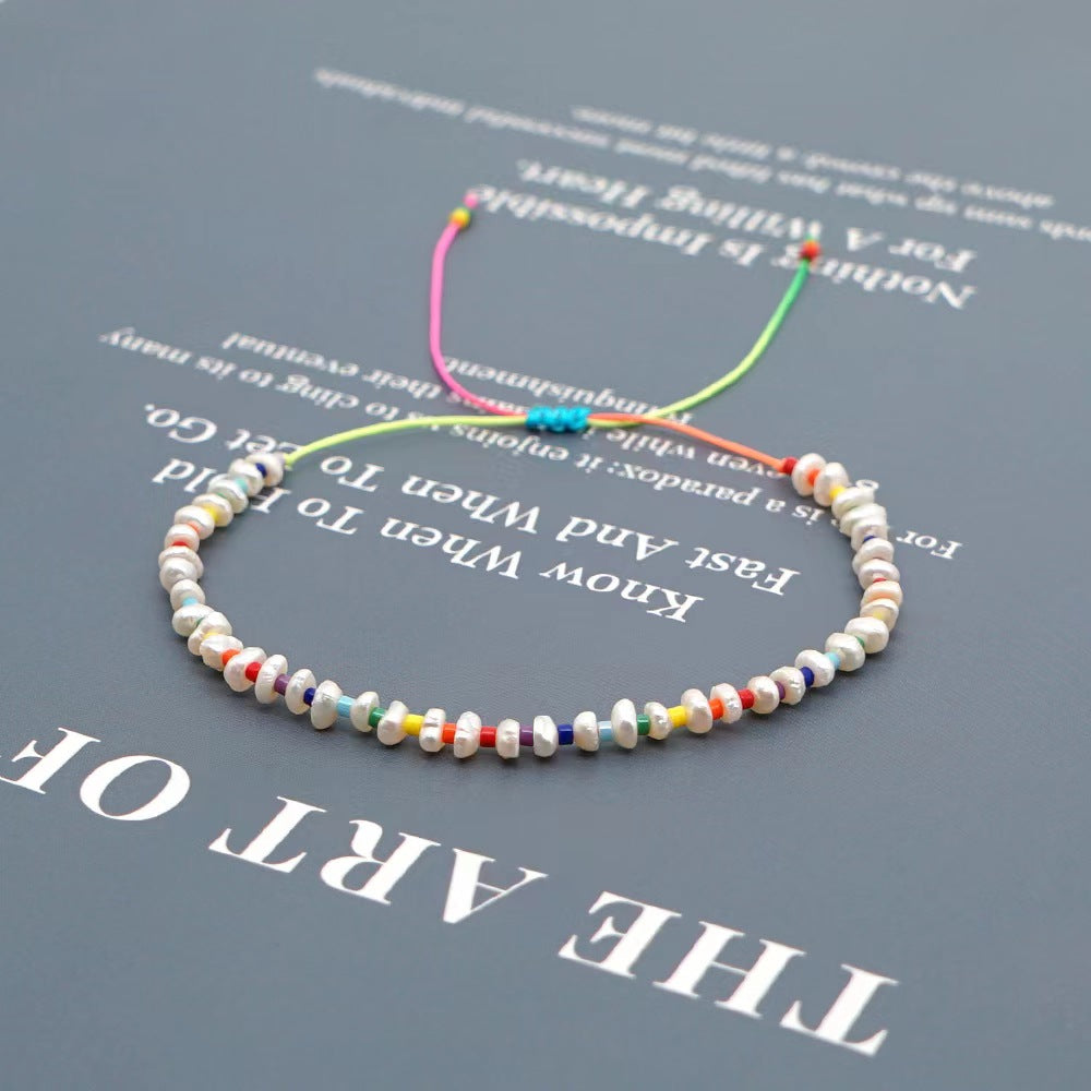 Fresh Water Pearl Multi-Layered Wearing Rainbow Bracelet