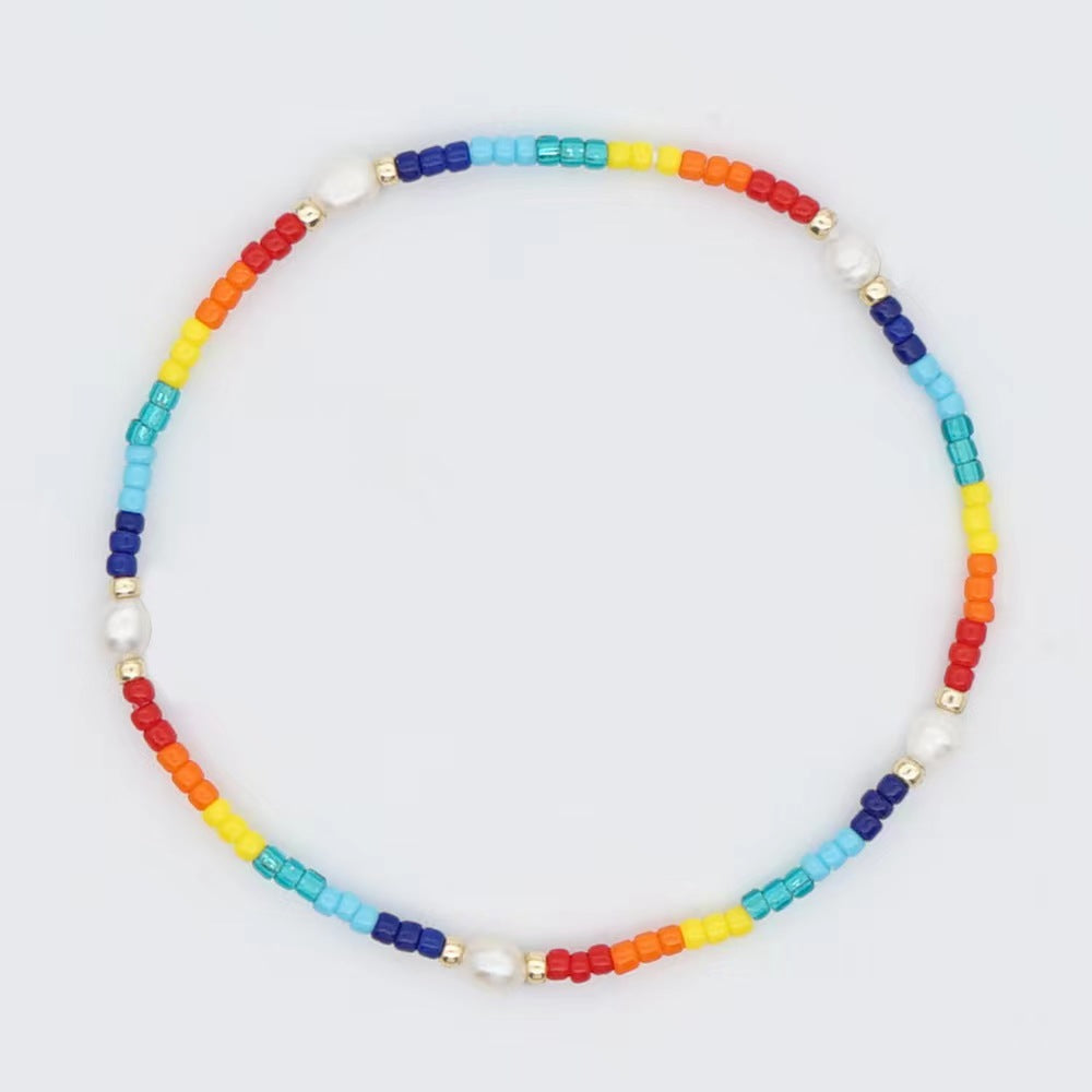 Fresh Water Pearl Multi-Layered Wearing Rainbow Bracelet