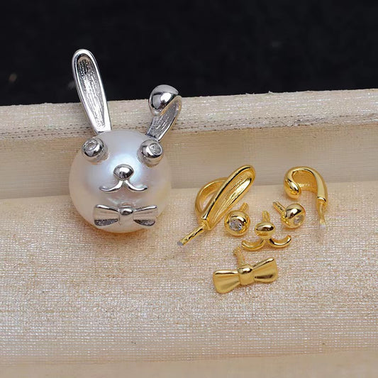 S925 Sterling Silver Mr.Rabbit Pendant , Pearl Holder