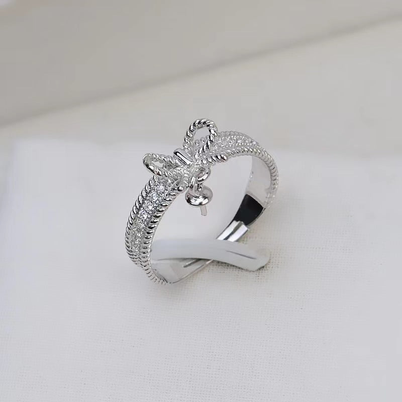 S925 Sterling Silver Ring , Pearl Holder