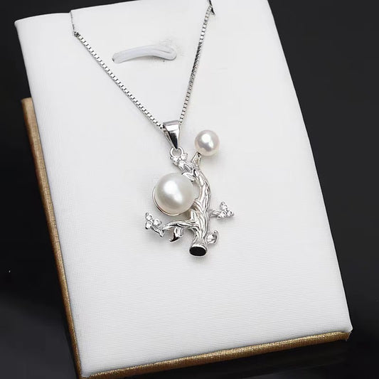 S925 Sterling Silver Tree Pendant , Pearl Holder