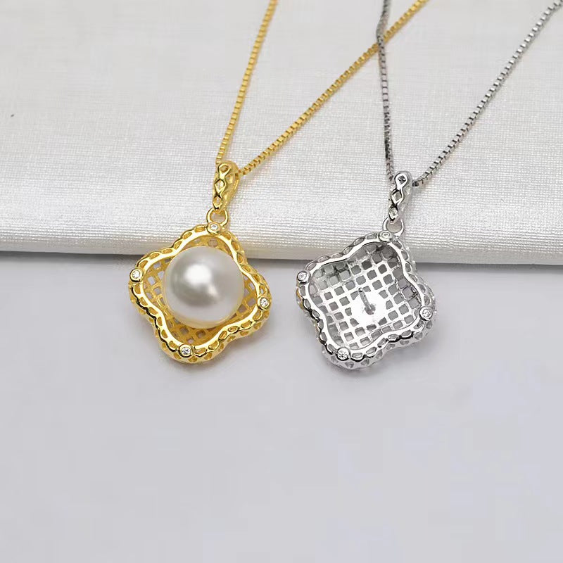 S925 Sterling Silver Lace Pendant , Pearl Holder