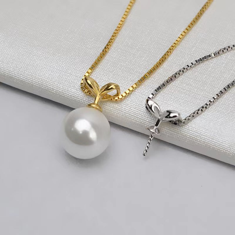 S925 Sterling Silver Bean Sprout Pendant , Pearl Holder