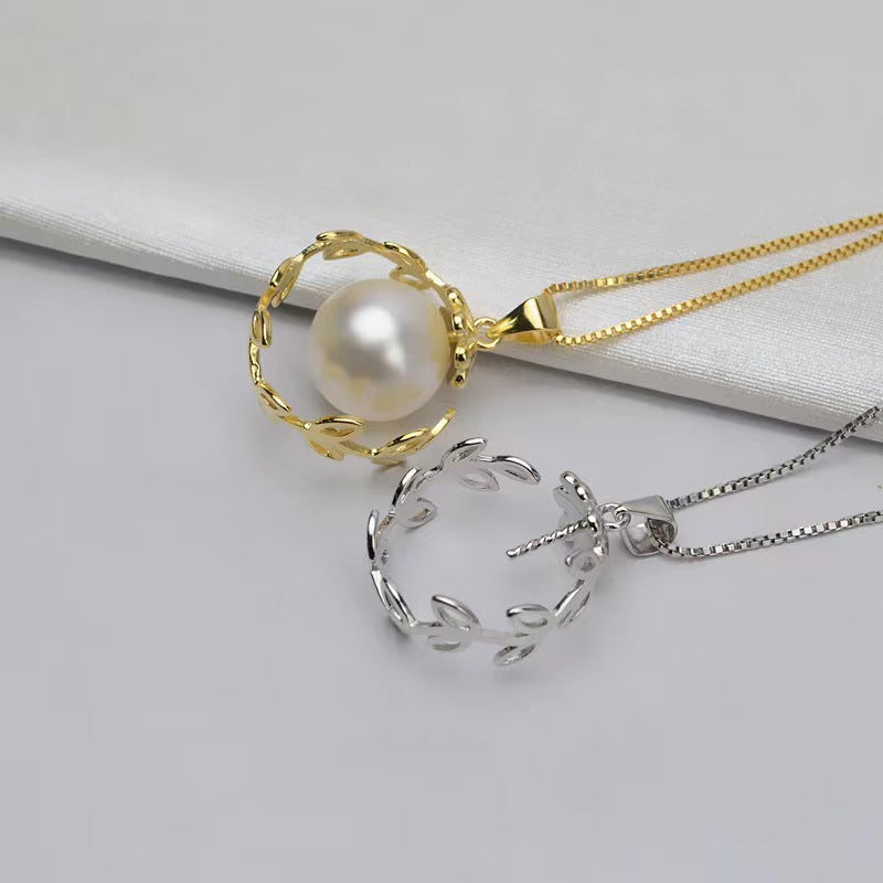 S925 Sterling Silver Garland Pendant , Pearl Holder