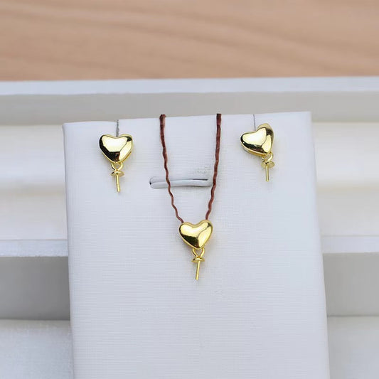 S925 Sterling Silver Heart Design Full Set, Including Chain