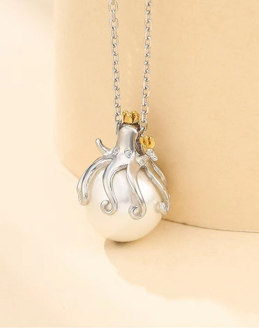 S925 Sterling Silver Octopus Pendant, Including Chain