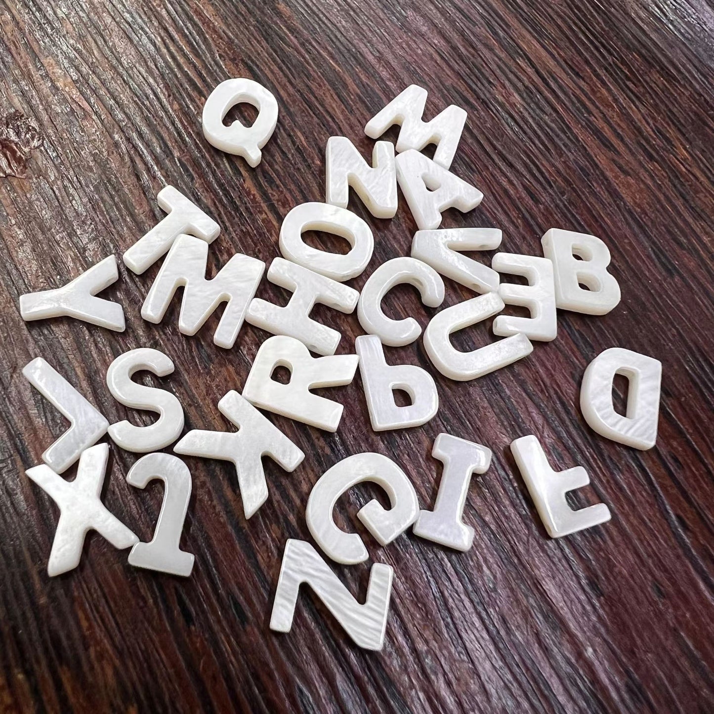 White English Letters DIY [Sea Shell -Fresh water Shell] 10MM