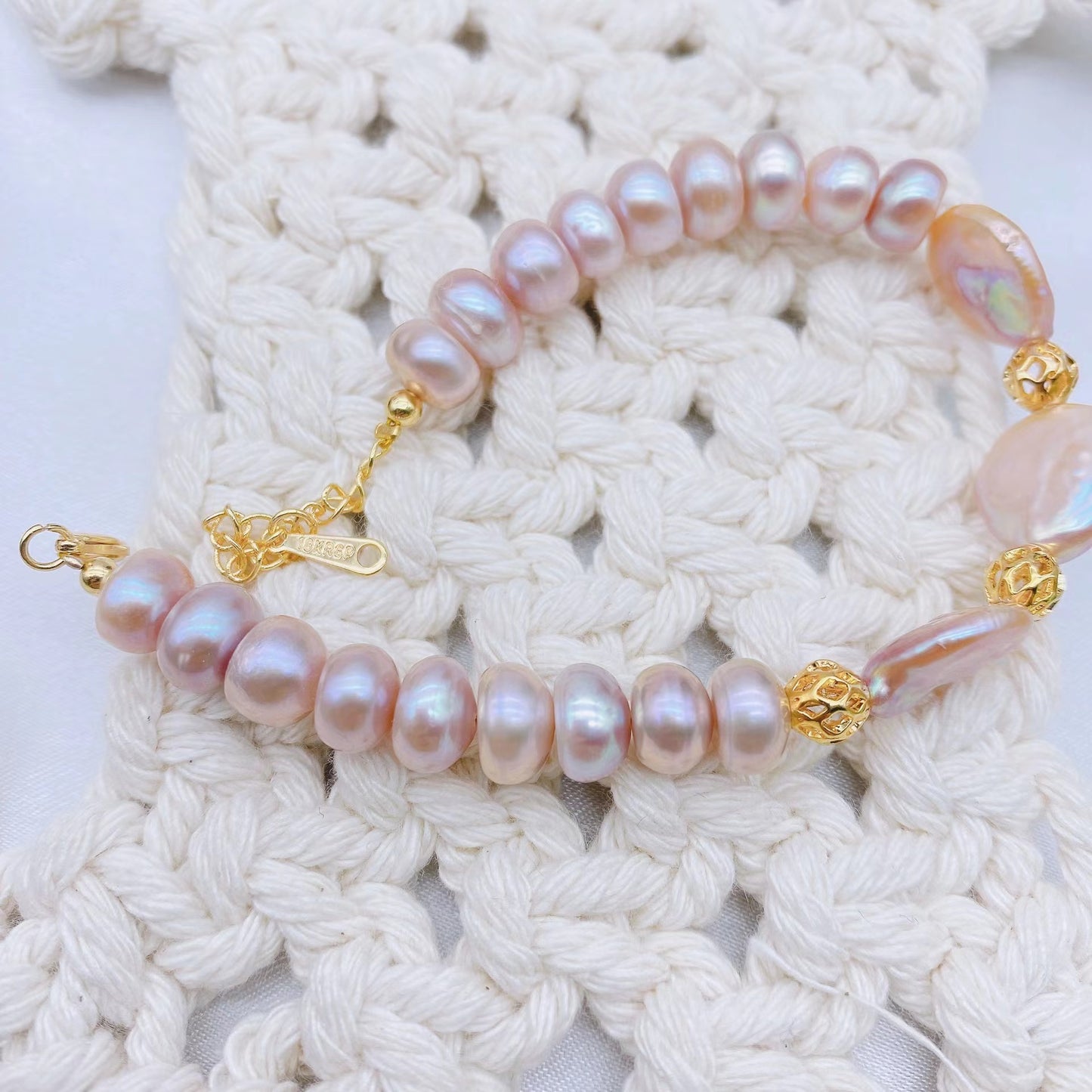 Natural Lilac Pearl Bracelet Exquisite Retro Baroque Shaped Bracelet