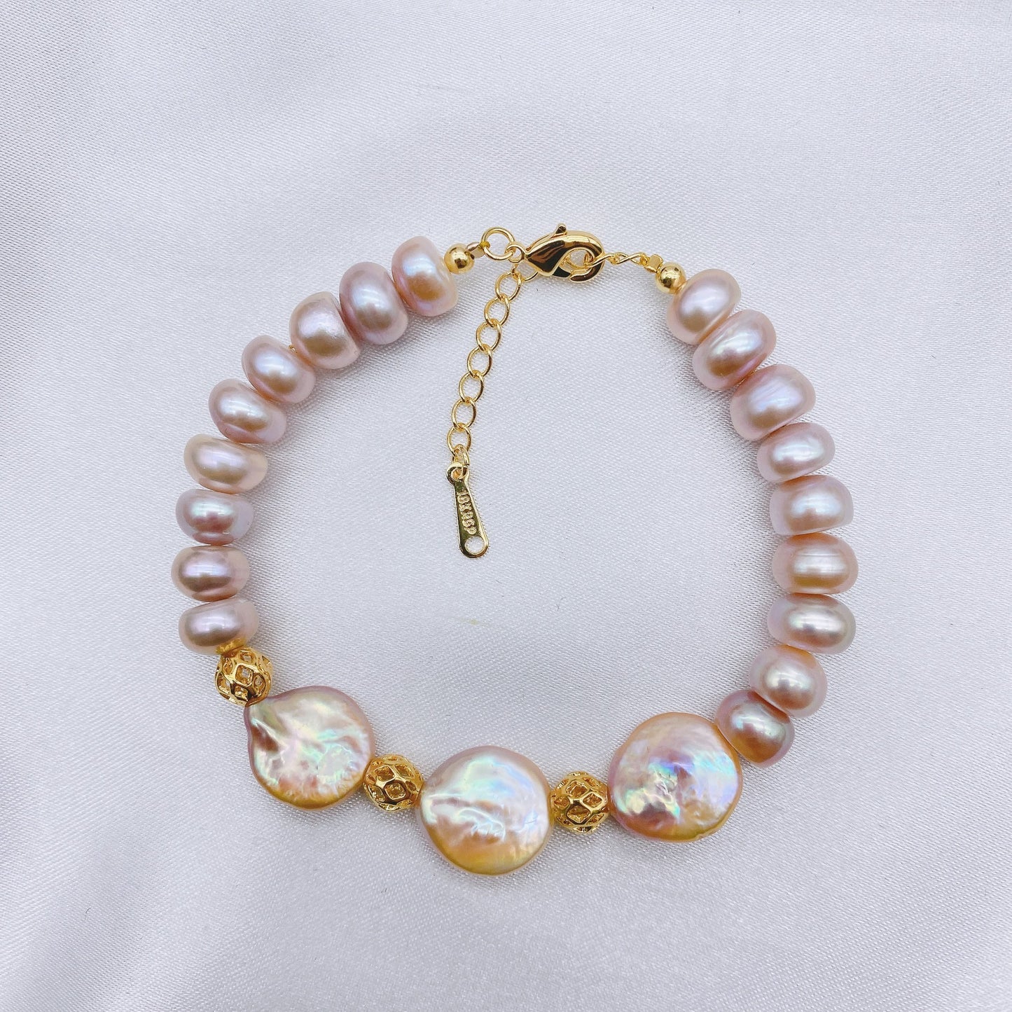 Natural Lilac Pearl Bracelet Exquisite Retro Baroque Shaped Bracelet