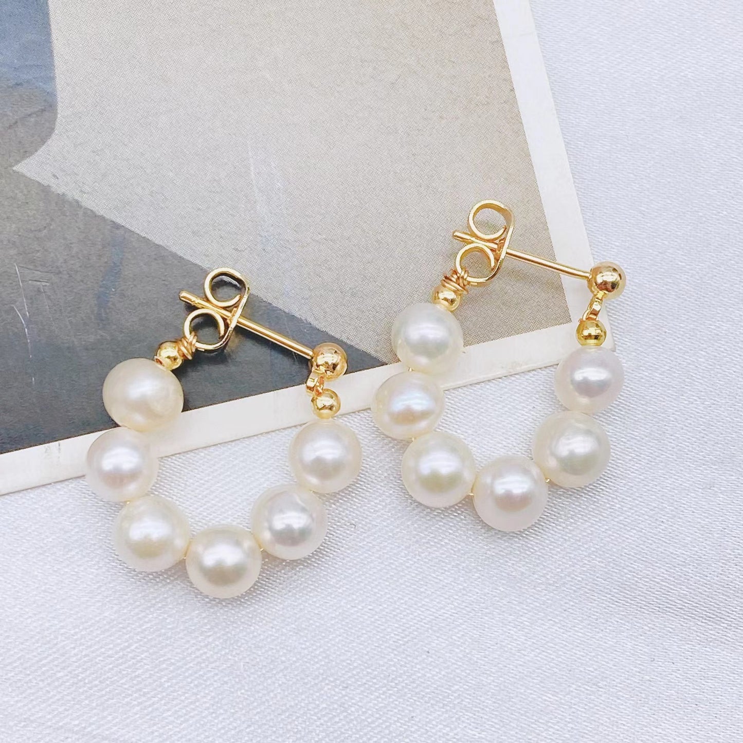 S925 Silver Natural Fresh Water Pearl Earrings Antique Air Hanging Earrings [korean Version]