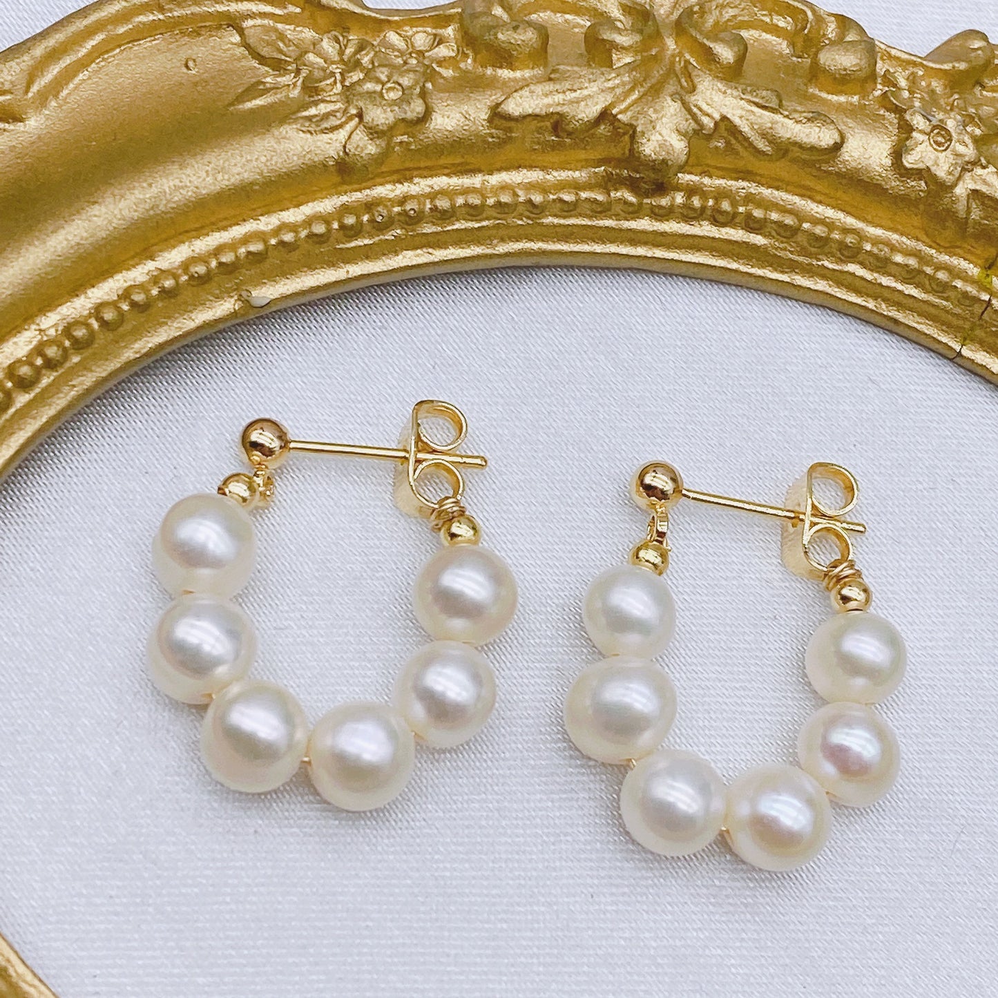 S925 Silver Natural Fresh Water Pearl Earrings Antique Air Hanging Earrings [korean Version]