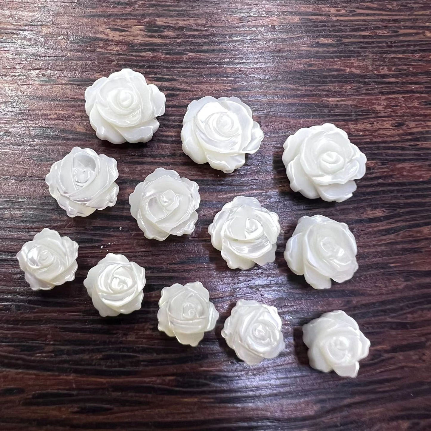 Trochild Sea Snail Carved Double-Sized Rose Pendant DIY 2pcs