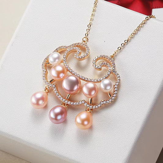 Golden Necklace , Long Life Pearl Pendant