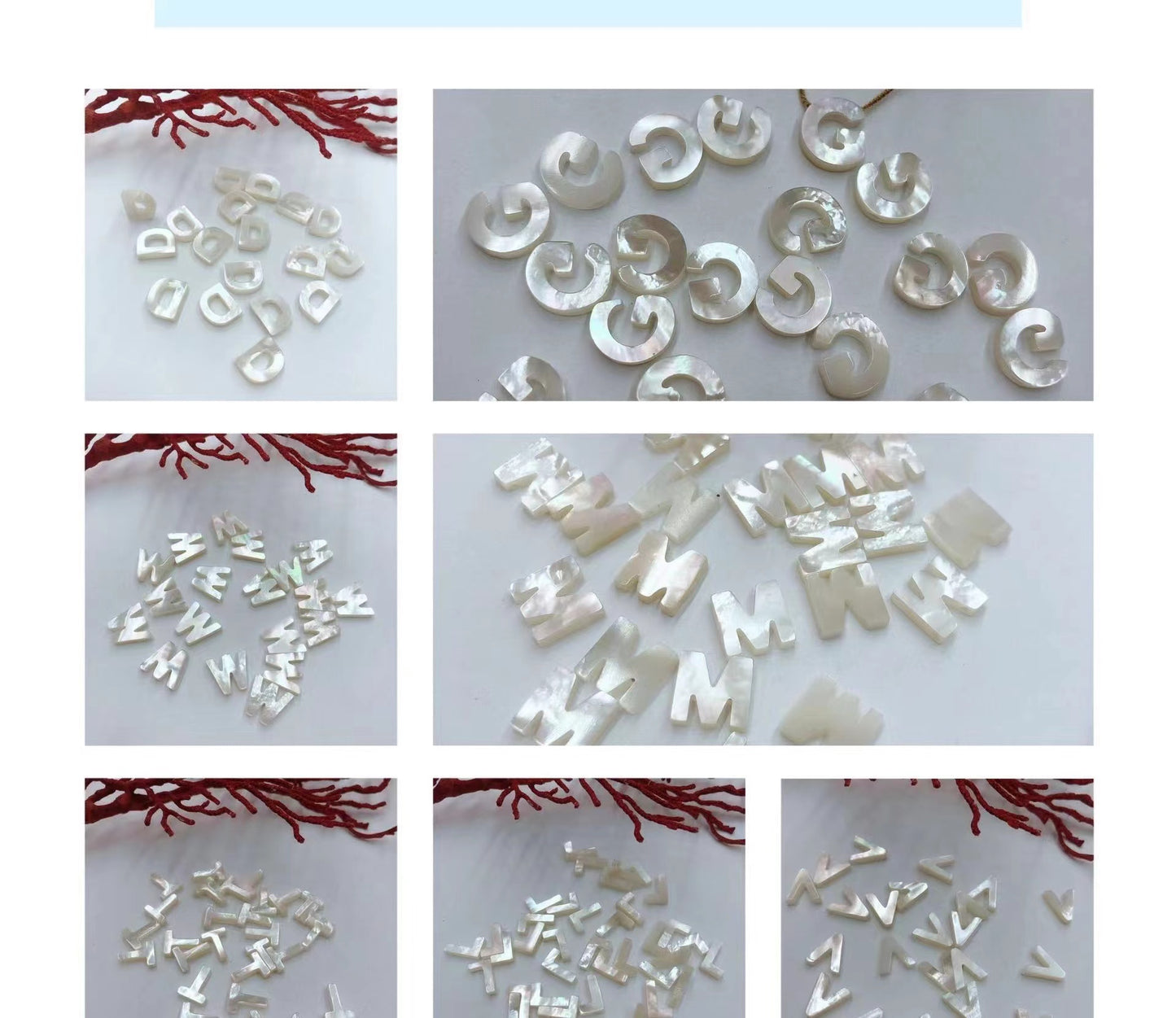 White English Letters DIY [Sea Shell -Fresh water Shell] 10MM