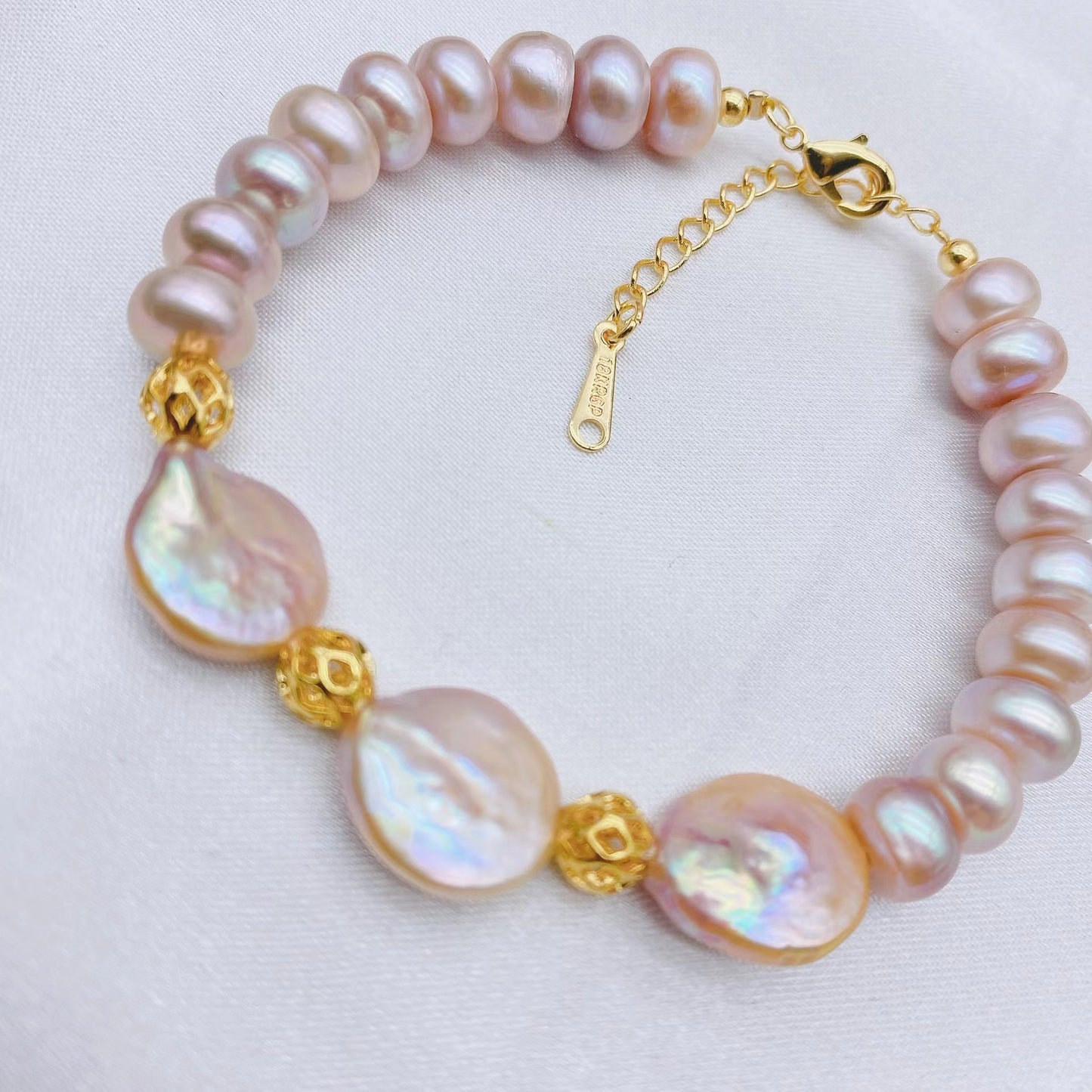 Natural Lilac Retro Baroque Pearl Bracelet